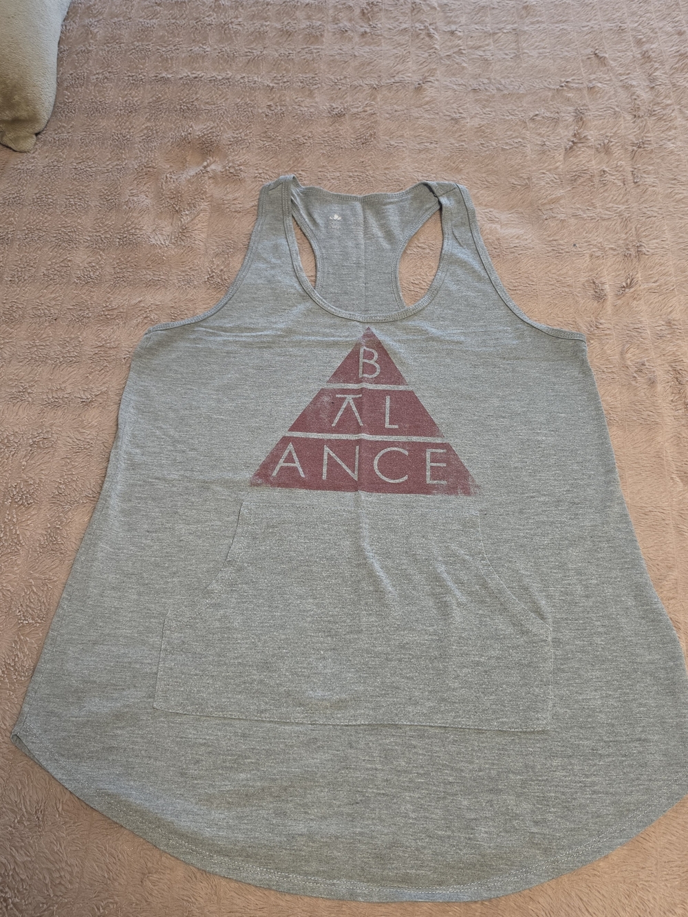 Gray Racerback Tank with Red Triangle Graphic
